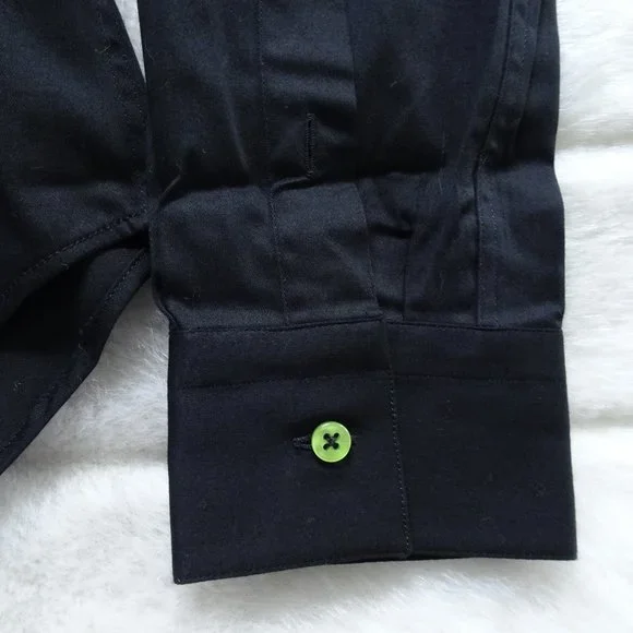 Naracamicie Black & Green Zipper Top Medium Long Sleeve - Picture 4 of 10